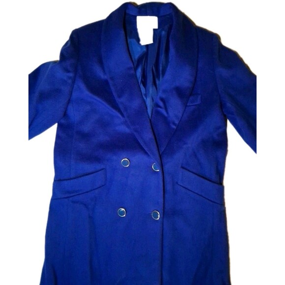 WORTHINGTON Double Breasted Wool Blend Trench Coat Size 6 Petite 6P  Cobalt Blue - Picture 2 of 6